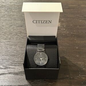 Citizen Men's Black and Silver Watch